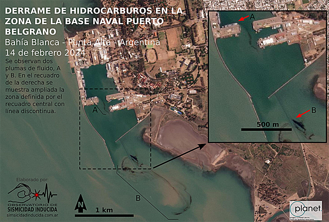 Denuncian derrame de hidrocarburos en inmediaciones de base naval de Punta Alta
